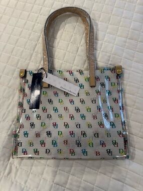 Dooney & Bourke Clear Tote Bag with Multicolor DB Print